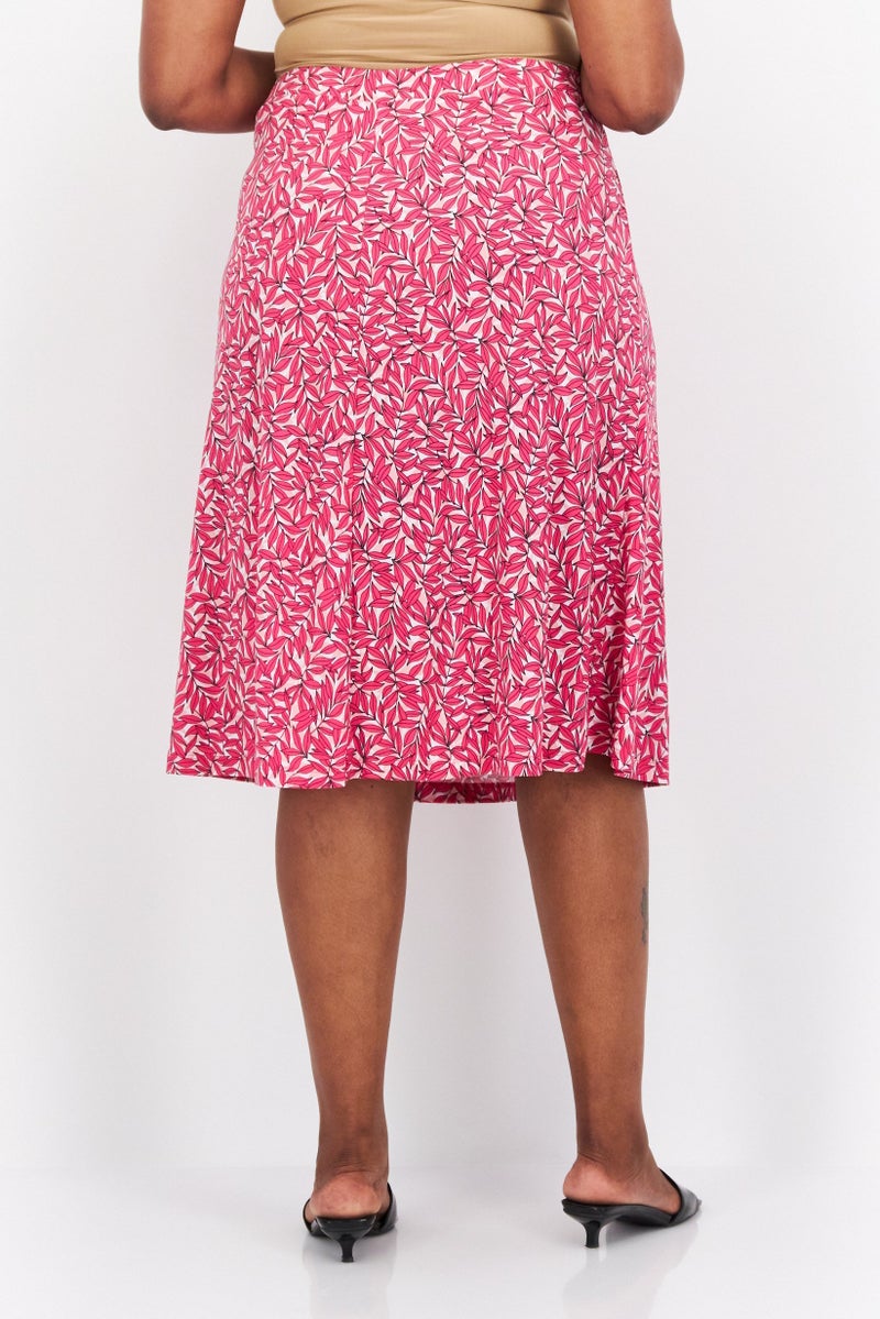 Kasper  Women Floral Pull On Midi Skirt, Pink - Image 3